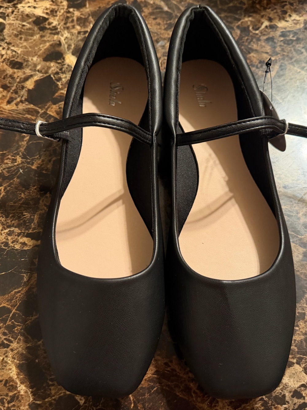 Classic Black  Flats with Adjustable Strap shoes women black